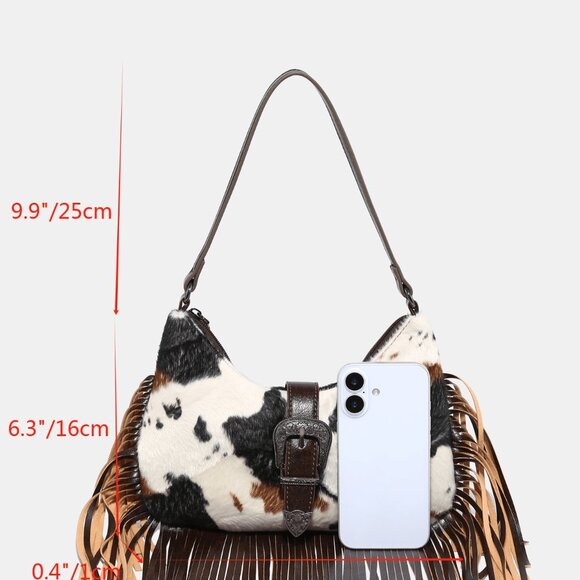 Multicolor Funky Women's Chic Cow Print Suede Shoulder Bag - Picture 7 of 7